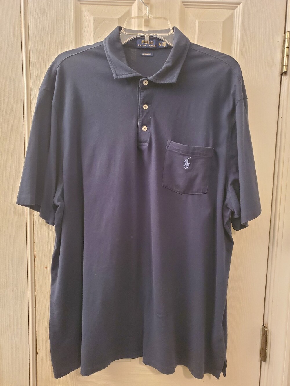 Ralph Lauren Men's Navy Short-Sleeve Polo with Chest Pocket